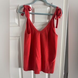 J. Crew Red Tie-Shoulder V-Neck Knit Camisole